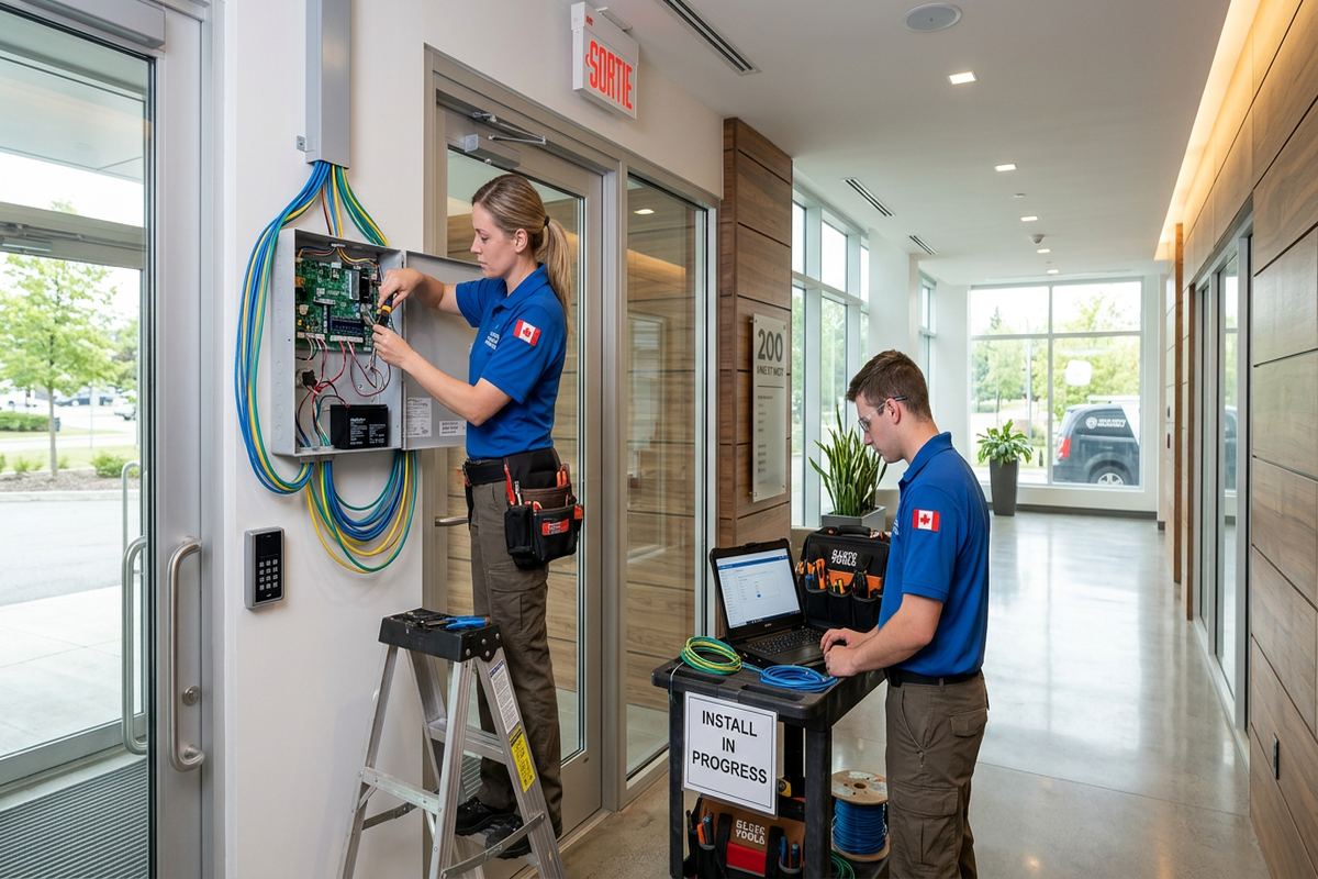 Access control expansion being performed by a UnifiedLink low-voltage technician