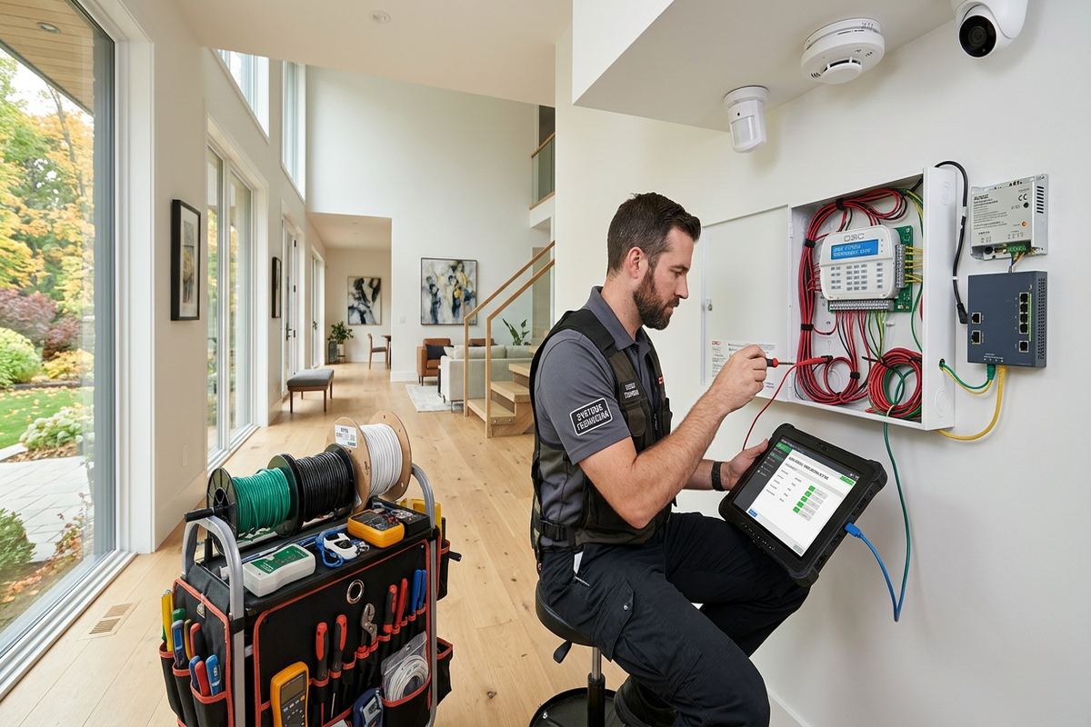 Alarm verification configuration being performed by a UnifiedLink low-voltage technician