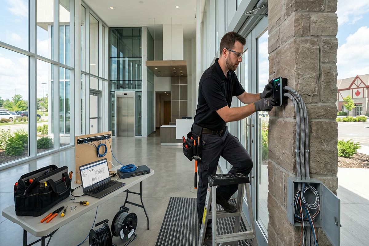Cloud access control systems being performed by a UnifiedLink low-voltage technician