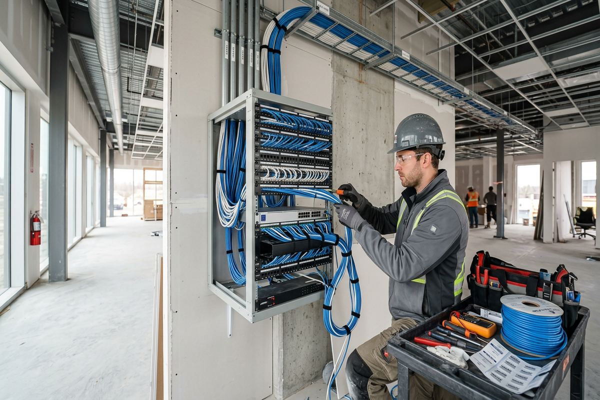 Low-voltage system design being performed by a UnifiedLink low-voltage technician